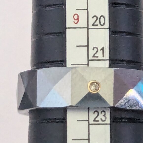 INOX Gun Metal Tungsten Carbide Diamond Chip Men's Wedding Band Size 10 - Picture 2 of 6